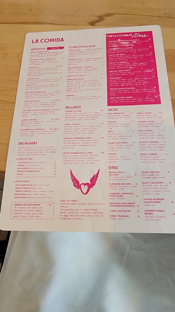 Menu El Alma South-1