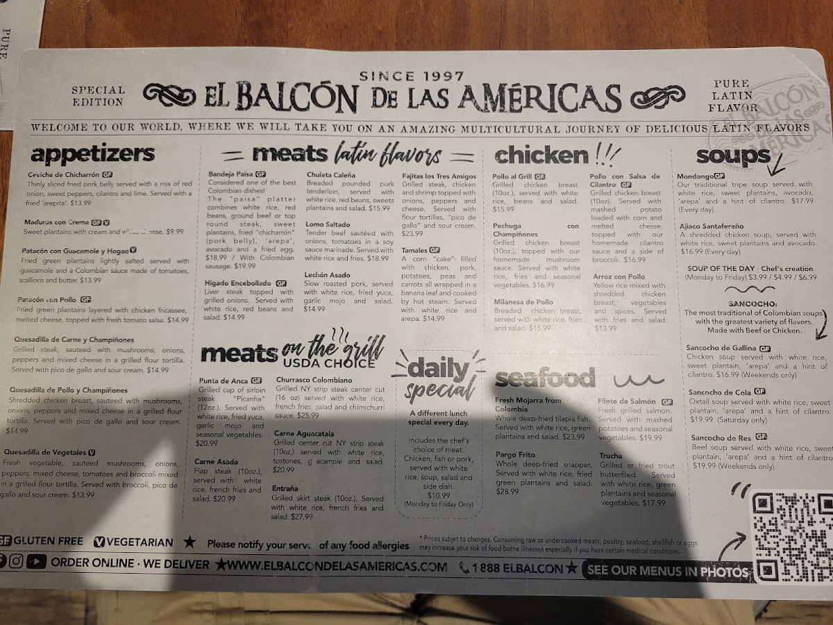 Menu El Balcón De Las Américas - Pembroke Pines-4