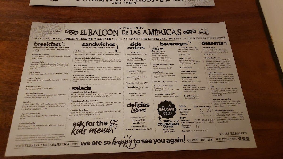 Menu El Balcón De Las Américas - Pembroke Pines-6
