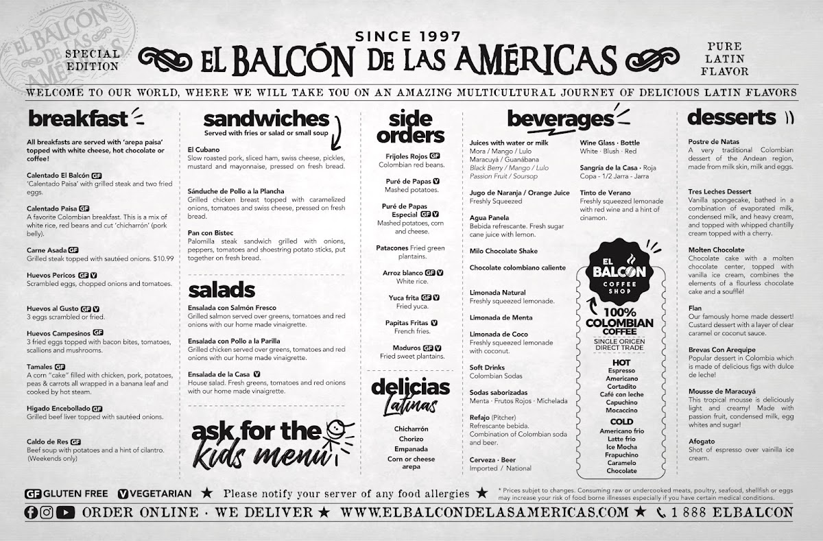 Menu El Balcón De Las Américas - Sawgrass-1