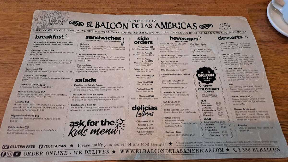 Menu El Balcón De Las Américas - Sawgrass-4