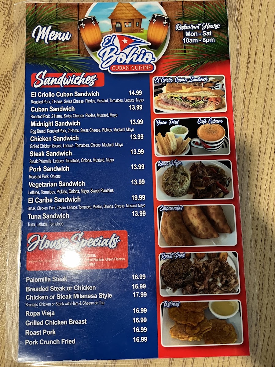 Menu El Bohio Cuban Cuisine-1