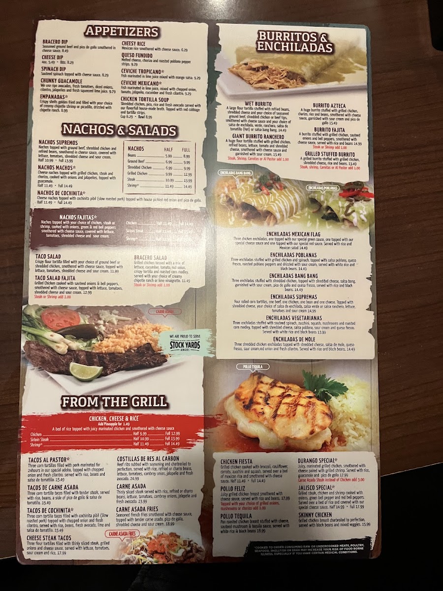 Menu El Bracero Of Clarksville Morris Rd-1