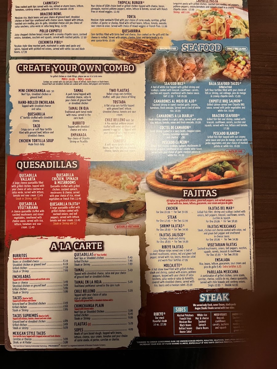 Menu El Bracero Of Clarksville Morris Rd-2
