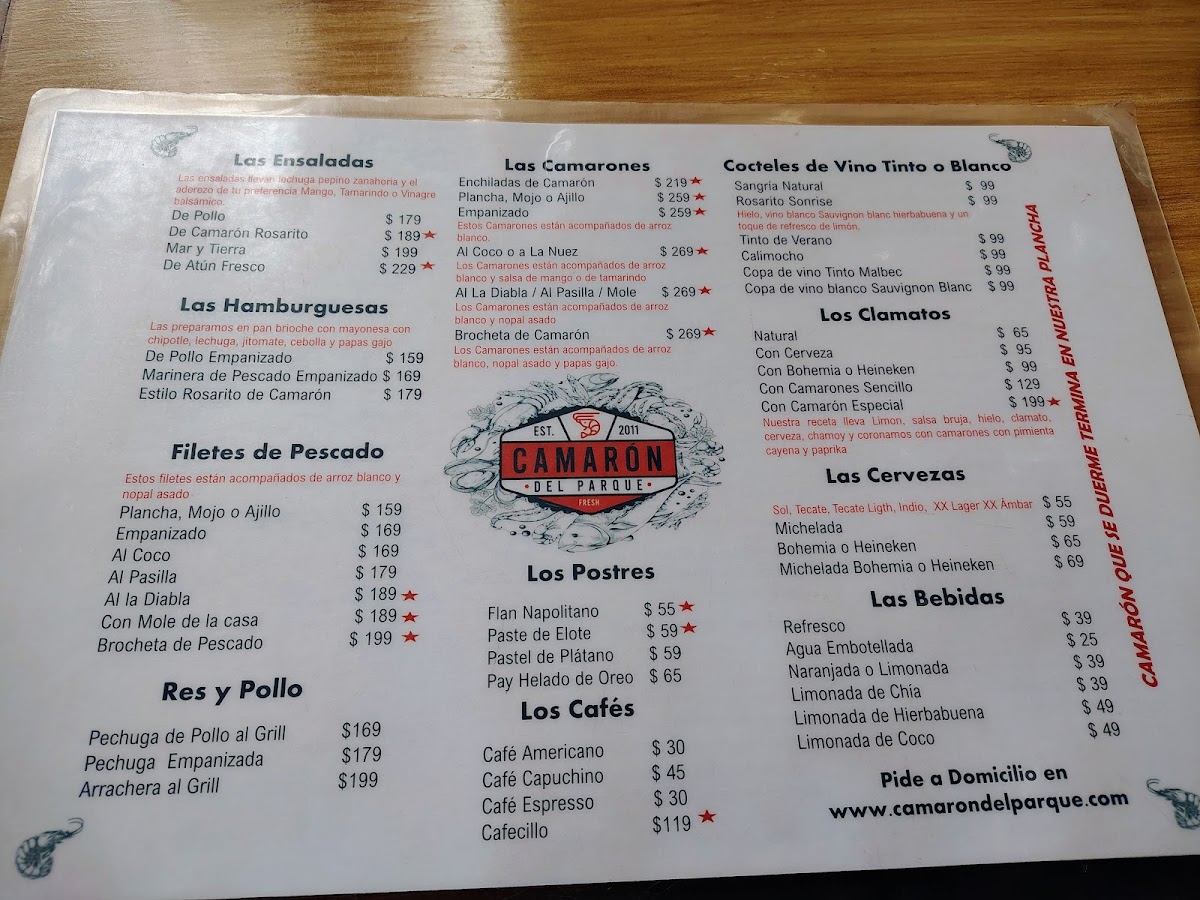 Menu El Camarón Del Parque-1