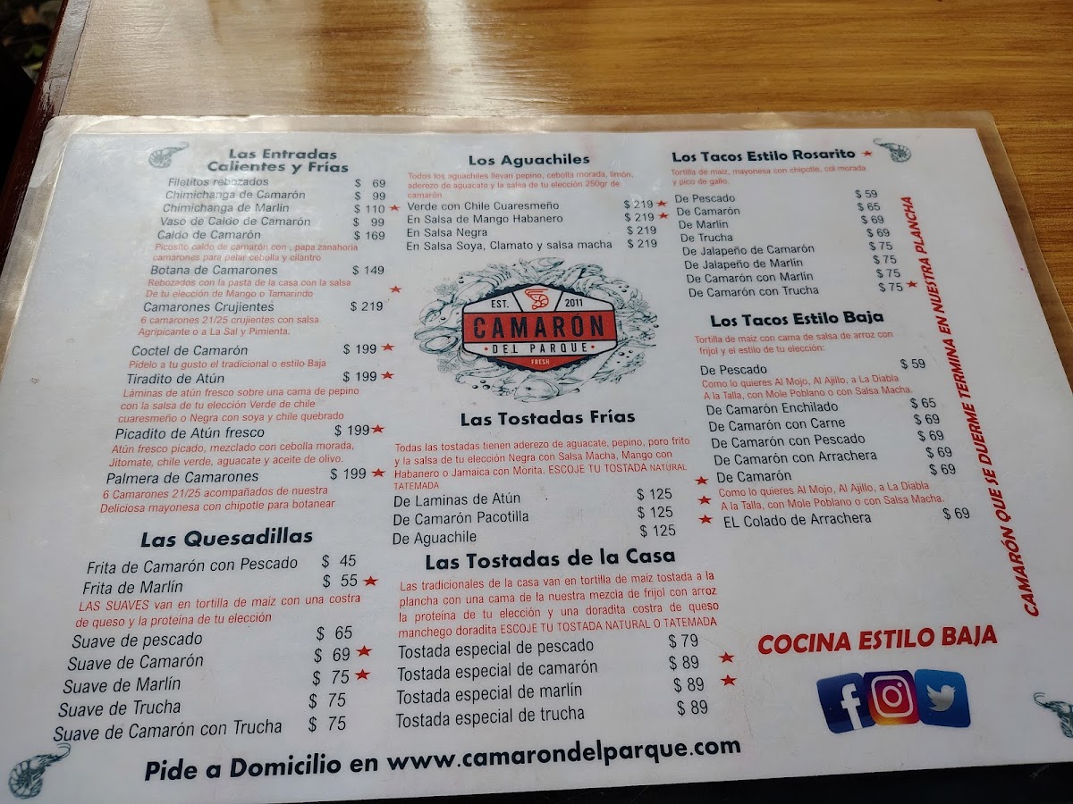 Menu El Camarón Del Parque-2