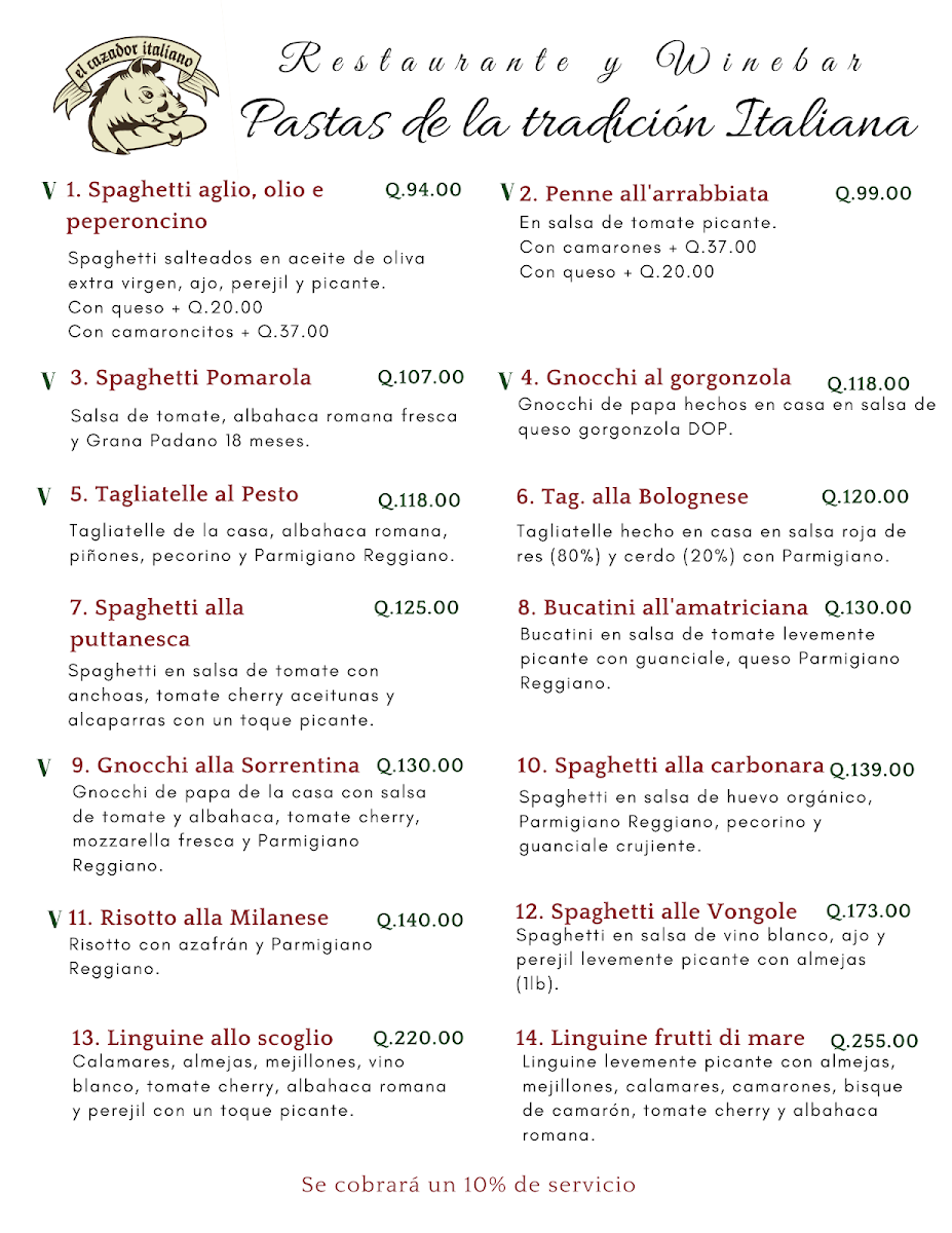 Menu El Cazador Italiano-1