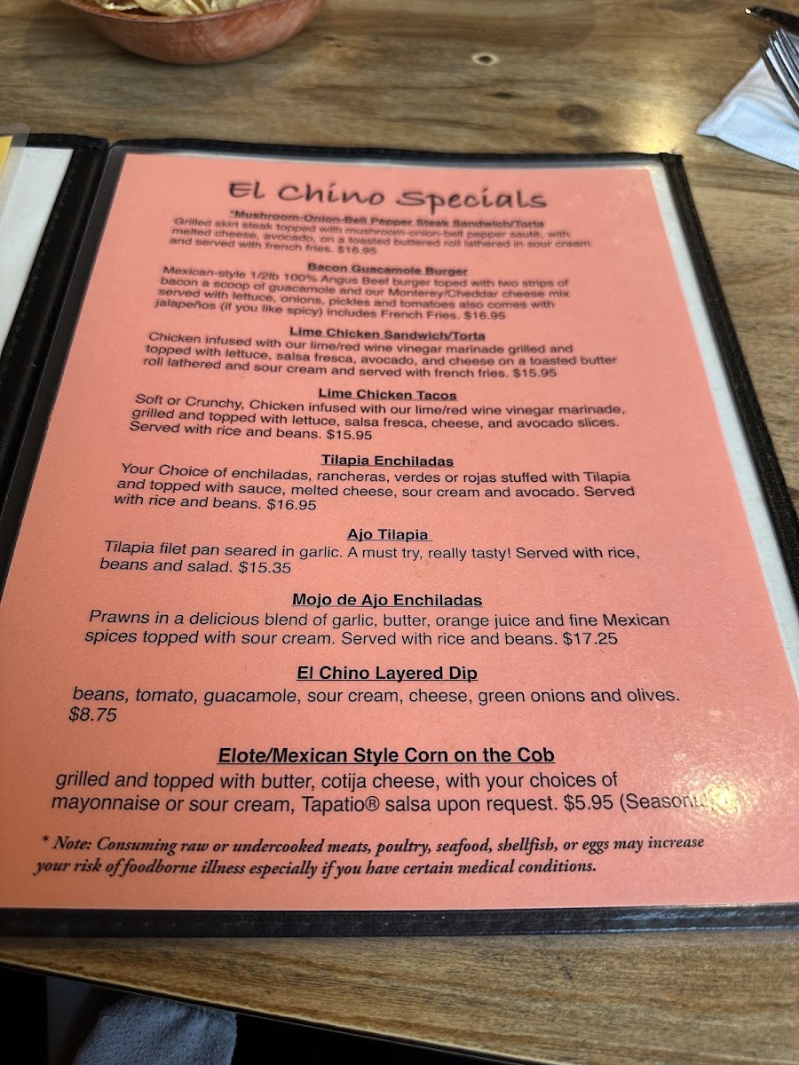 Menu El Chino Mexican Restaurant-2