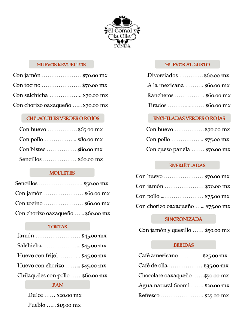 Menu El Comal Y La Olla-1