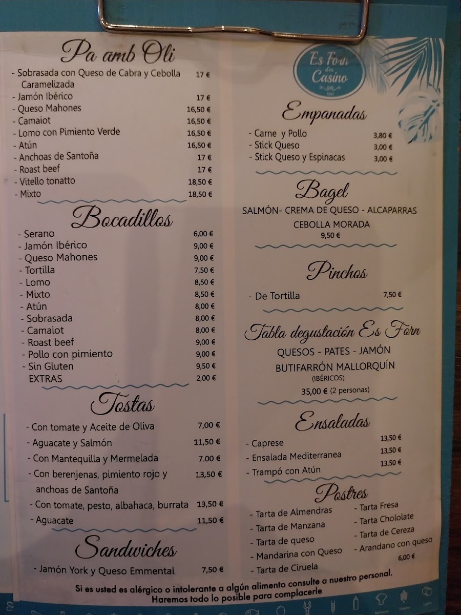Menu El Forn Del Casino (1661)-7