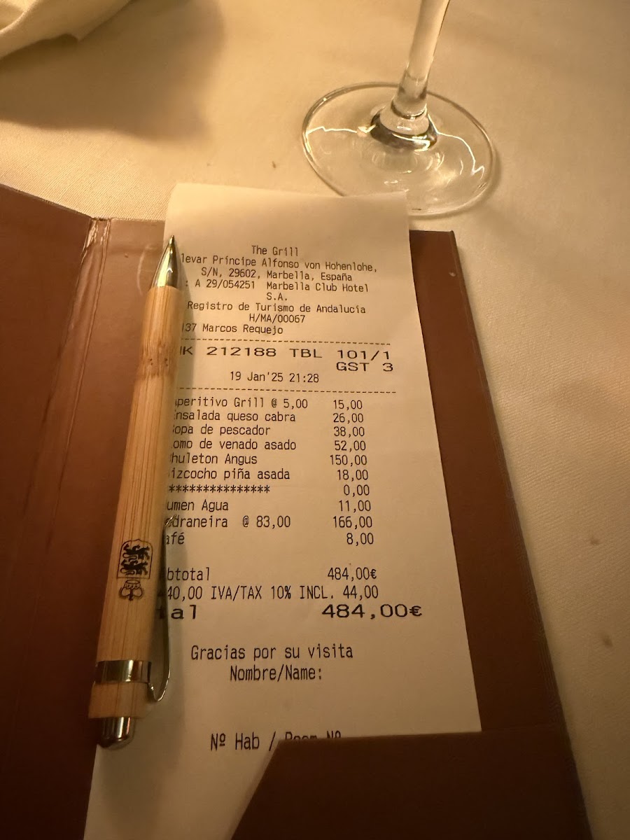 Menu El Grill De Marbella Club-9