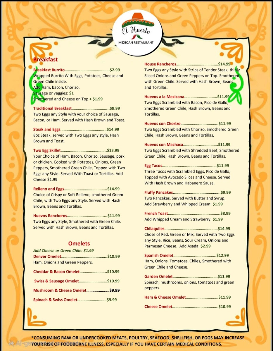 Menu El Huerto Mexican Restaurant-3