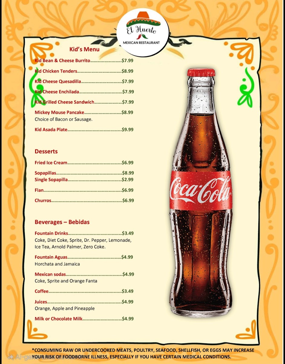 Menu El Huerto Mexican Restaurant-4