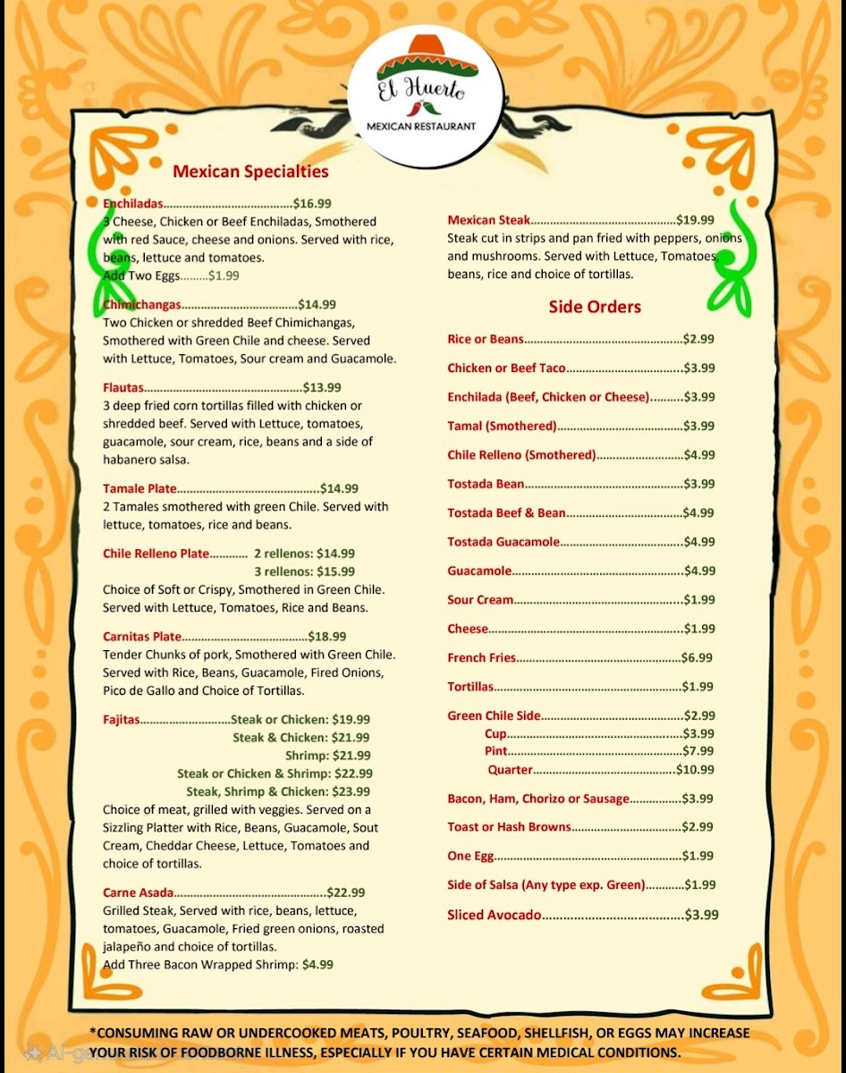 Menu El Huerto Mexican Restaurant-6