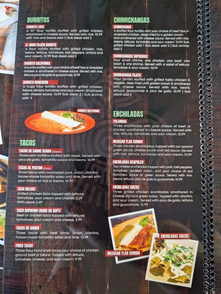 Menu El Indio Manchester-2