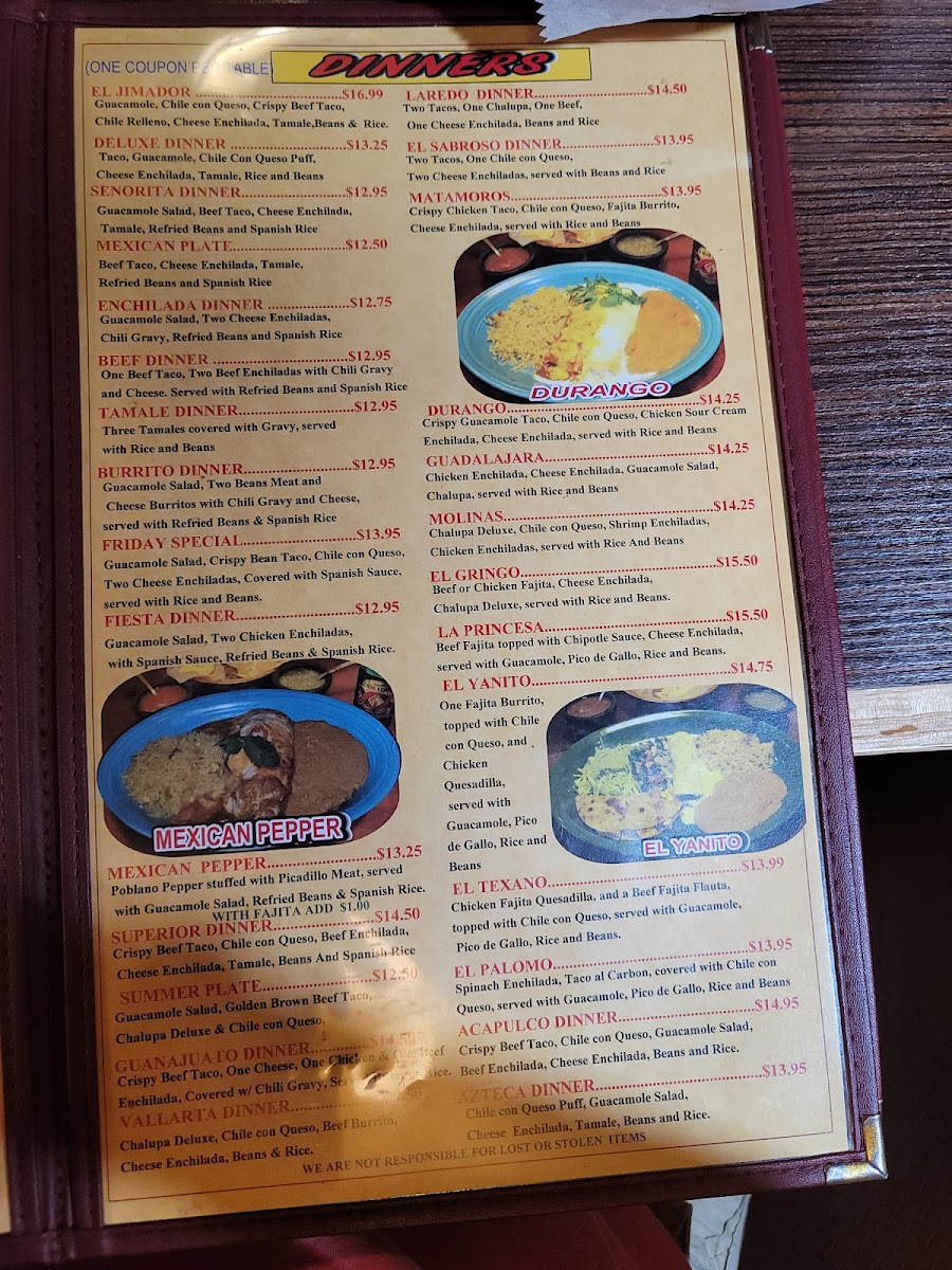 Menu El Jimador Mexican Grill #5-1