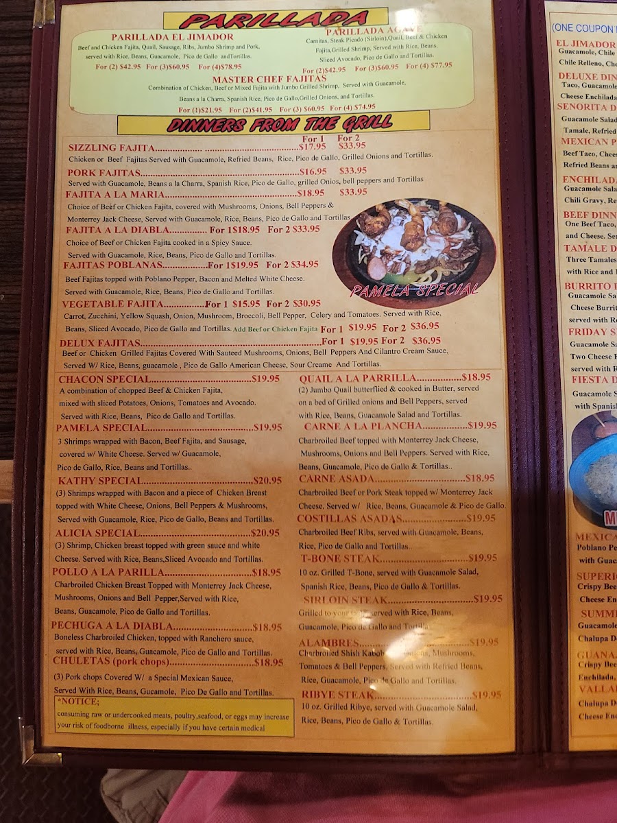 Menu El Jimador Mexican Grill #5-7