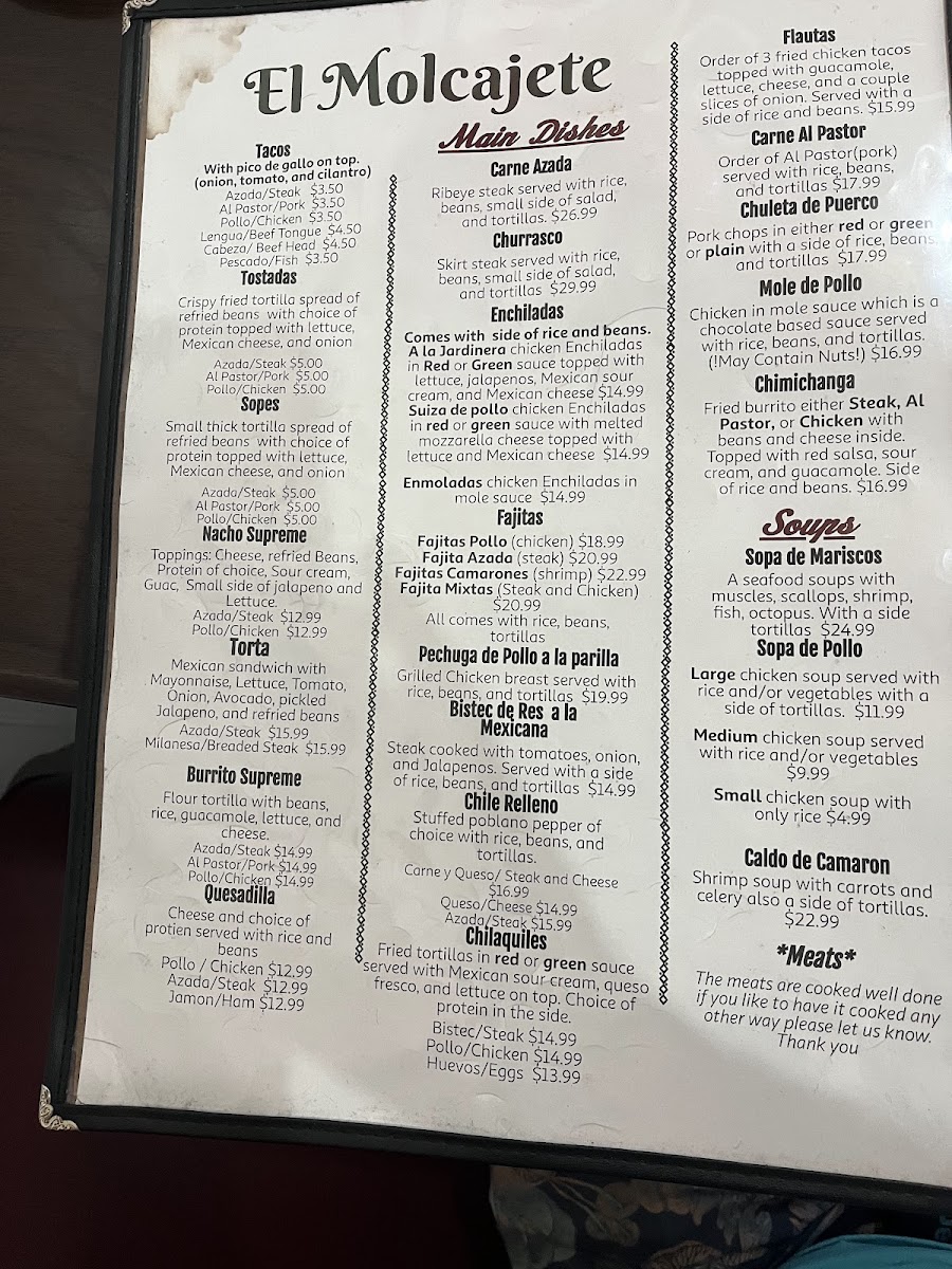 Menu El Molcajete Mexican Restaurant-1