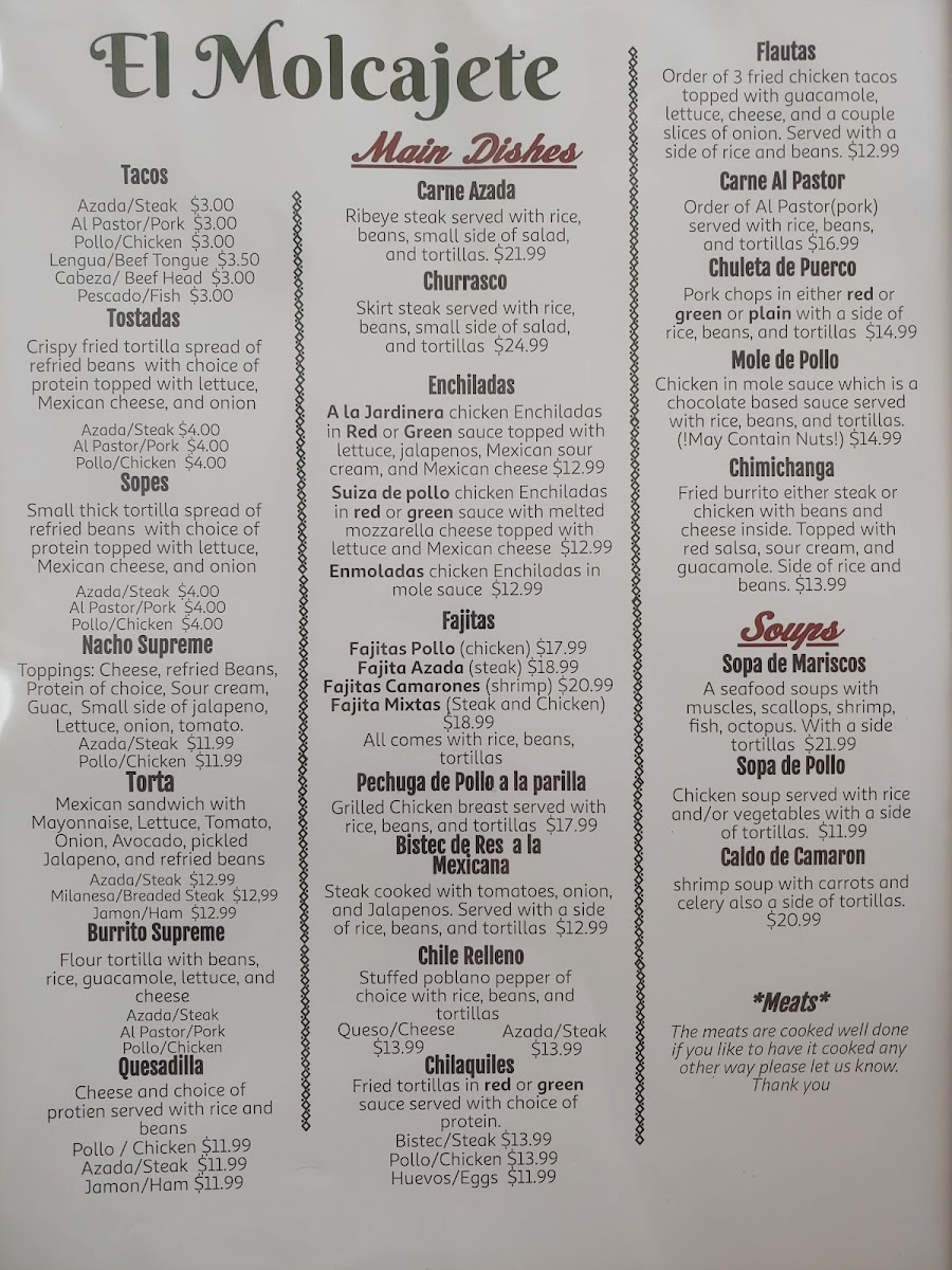 Menu El Molcajete Mexican Restaurant-3