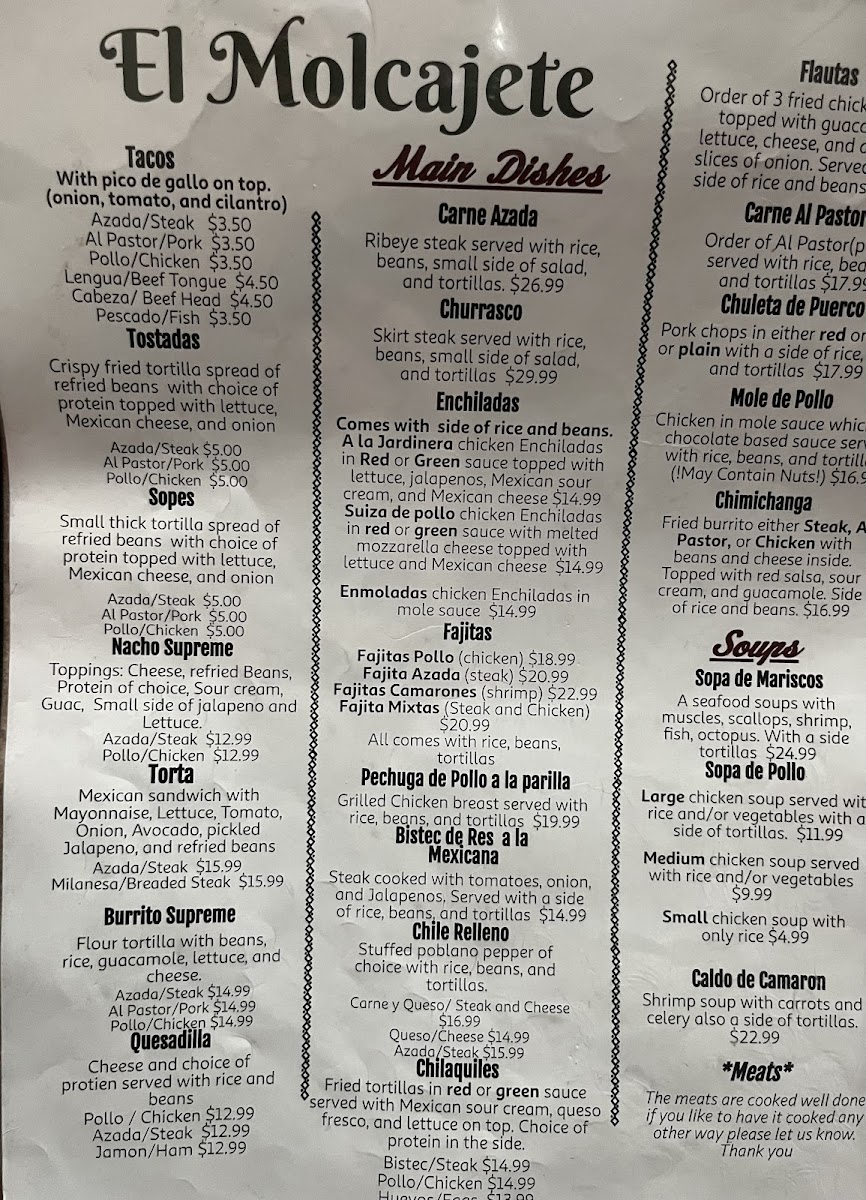 Menu El Molcajete Mexican Restaurant-7