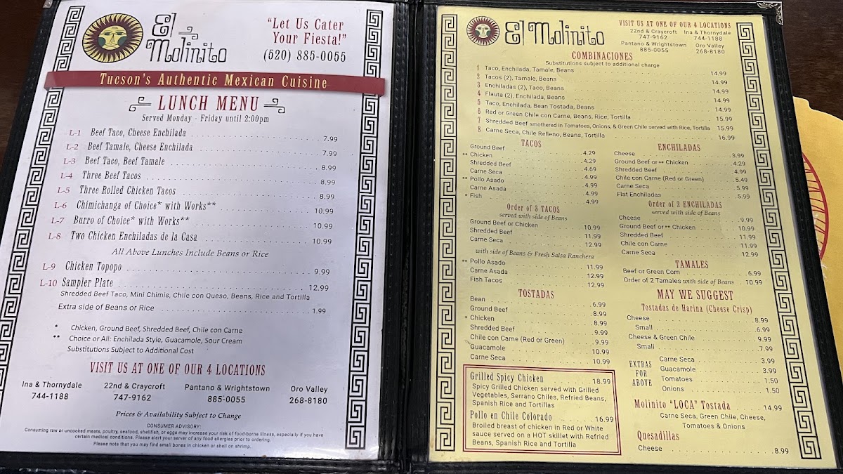 Menu El Molinito