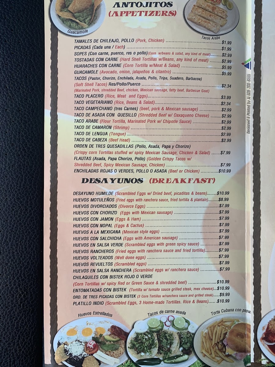 Menu El Oaxaqueño 2-5