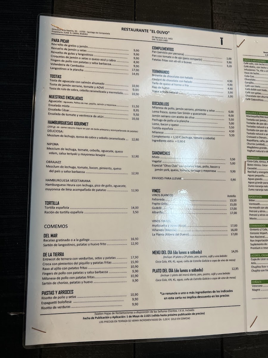 Menu El Olivo (Santiago De Compostela) Café Restaurante-2