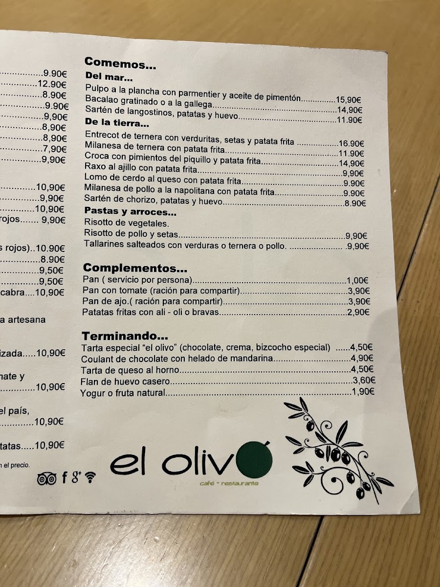 Menu El Olivo (Santiago De Compostela) Café Restaurante-5