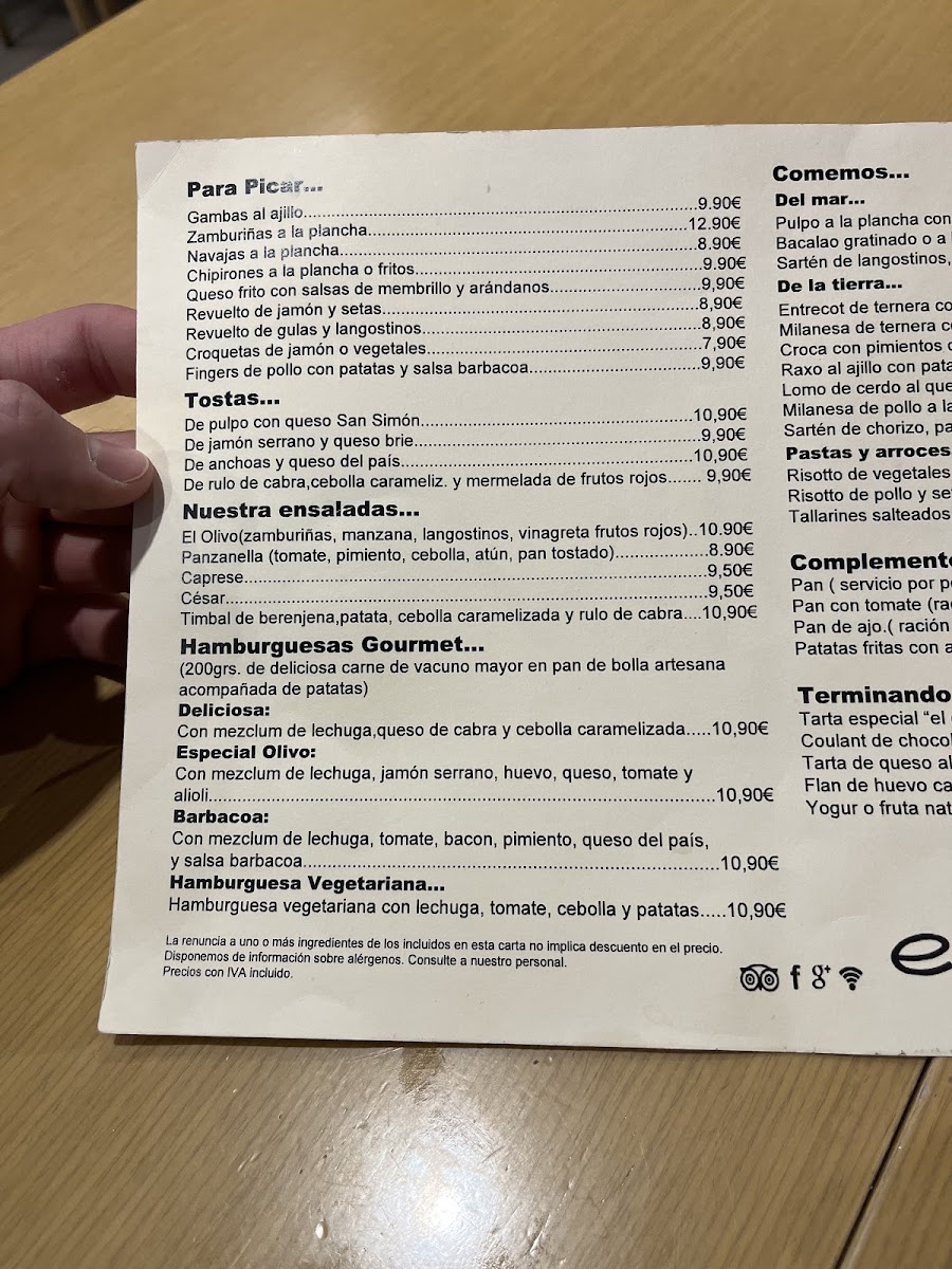 Menu El Olivo (Santiago De Compostela) Café Restaurante-6