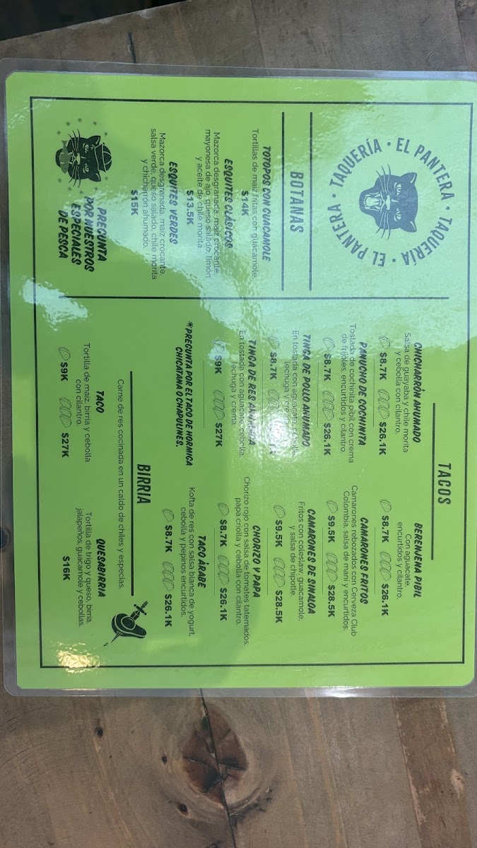 Menu El Pantera Taqueria-10