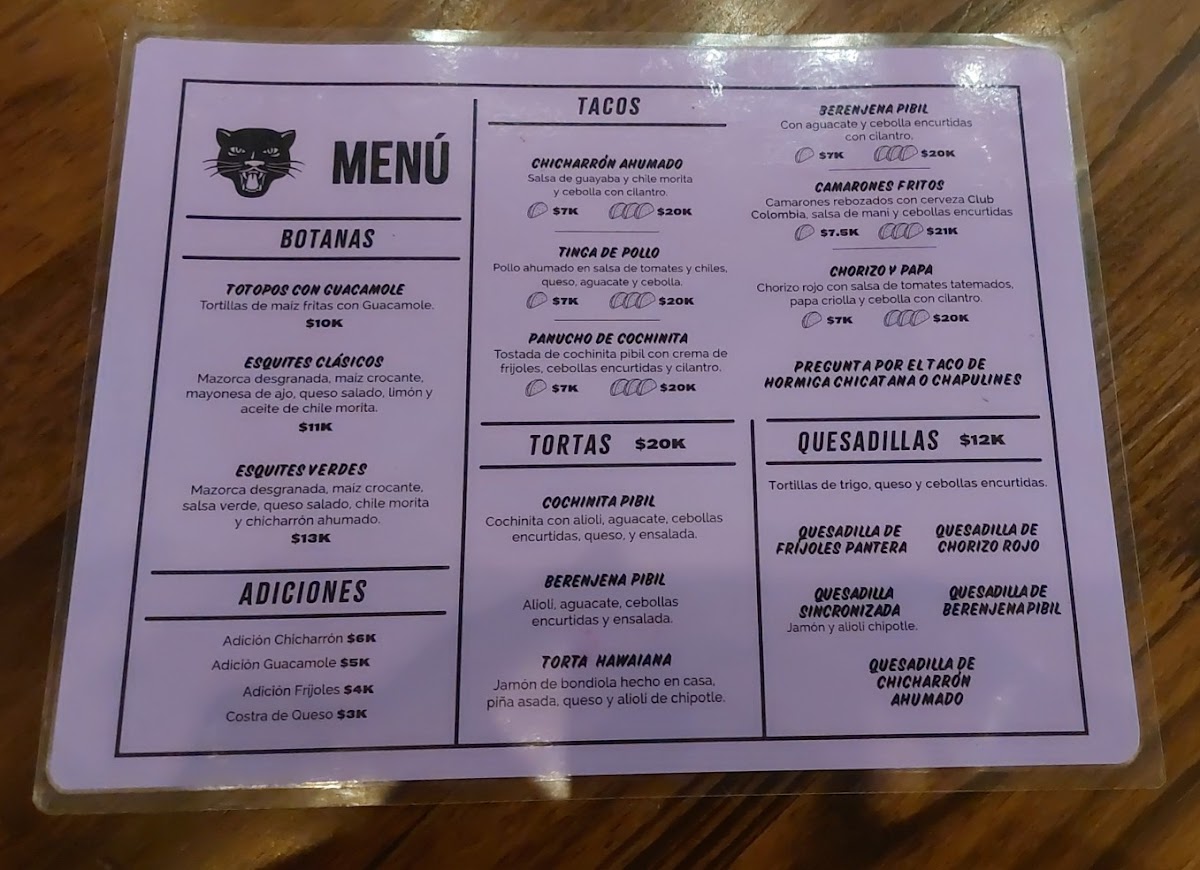 Menu El Pantera Taqueria-5