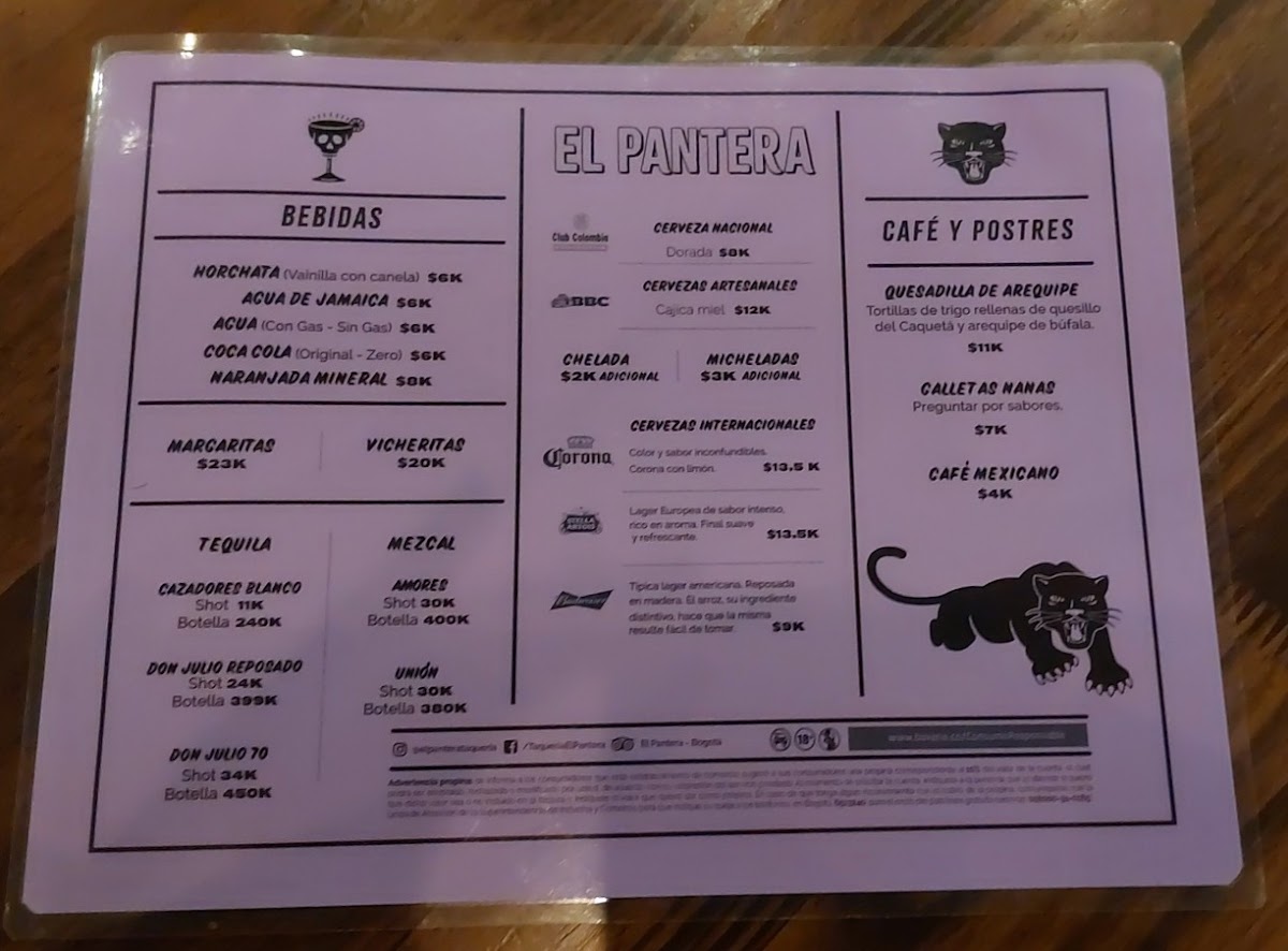 Menu El Pantera Taqueria-6