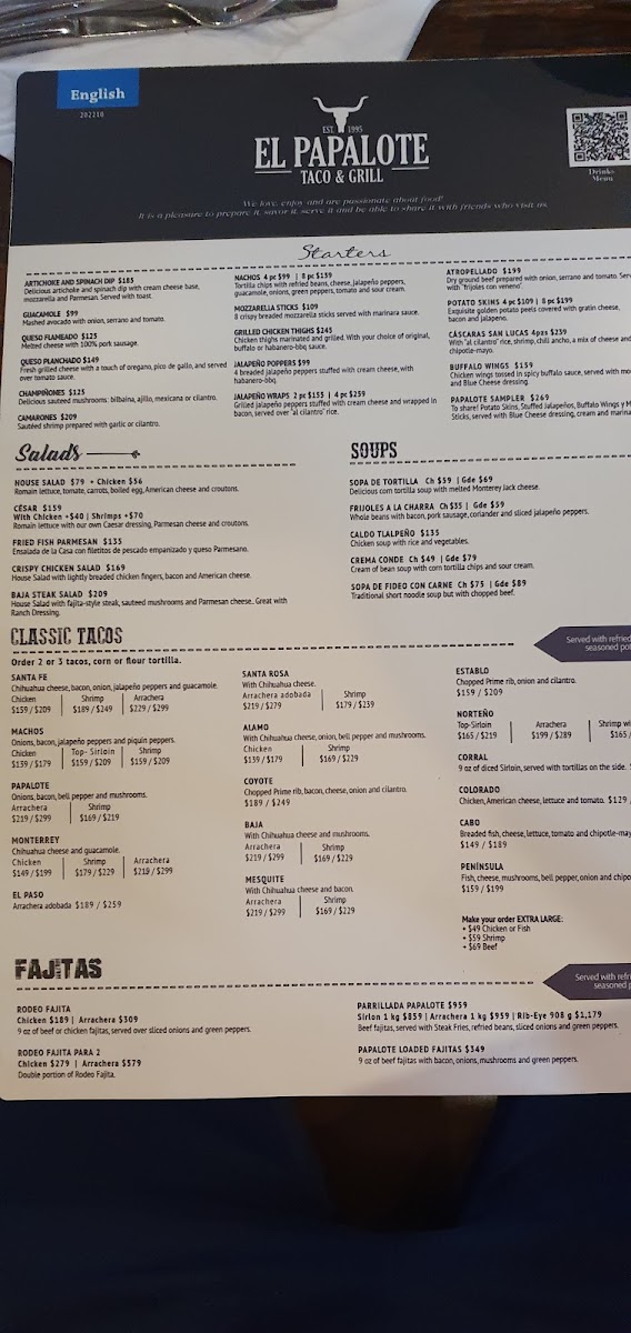 Menu El Papalote Taco & Grill San Agustin-4