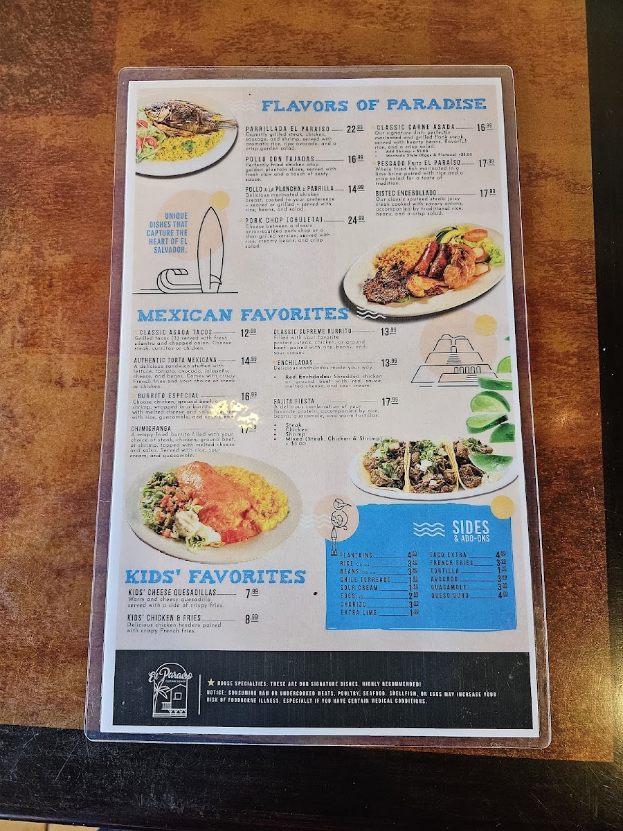 Menu El Paraiso Restaurant And Bakery-1