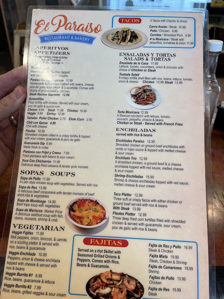 Menu El Paraiso Restaurant And Bakery-3
