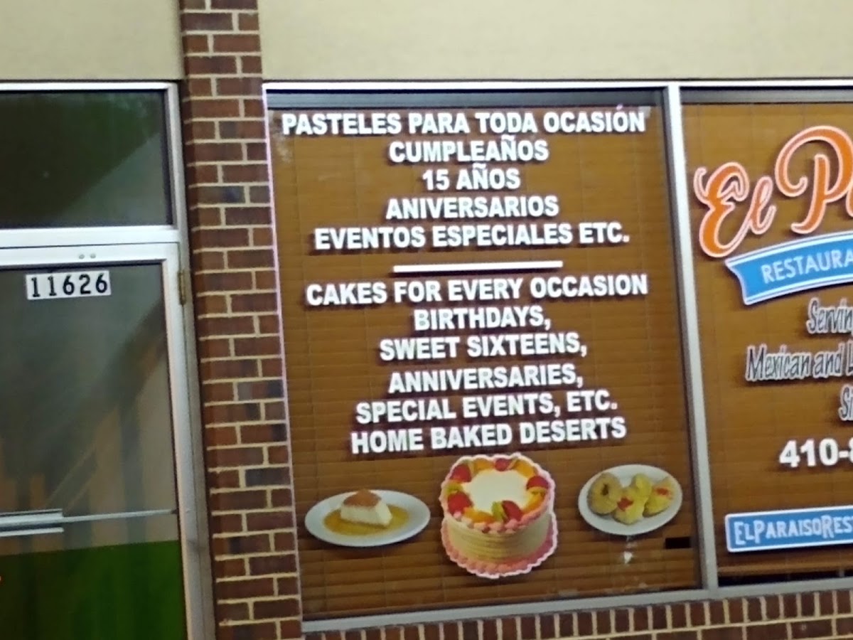 Menu El Paraiso Restaurant And Bakery-7