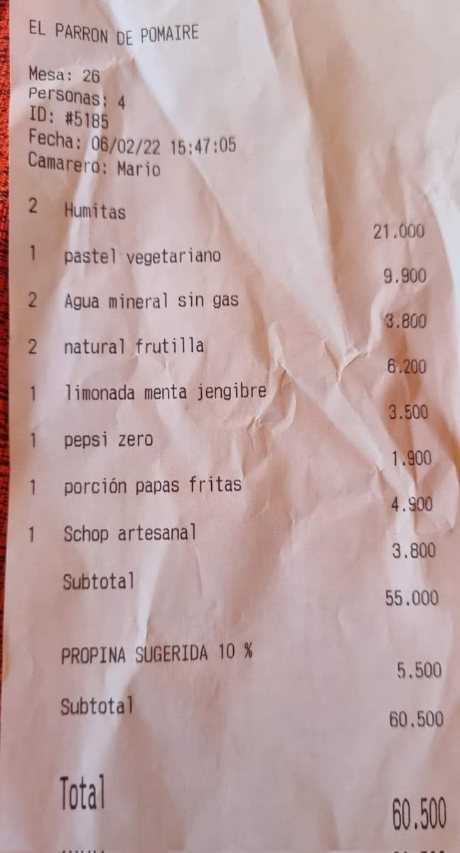 Menu El Parrón De Pomaire, Restaurant-1