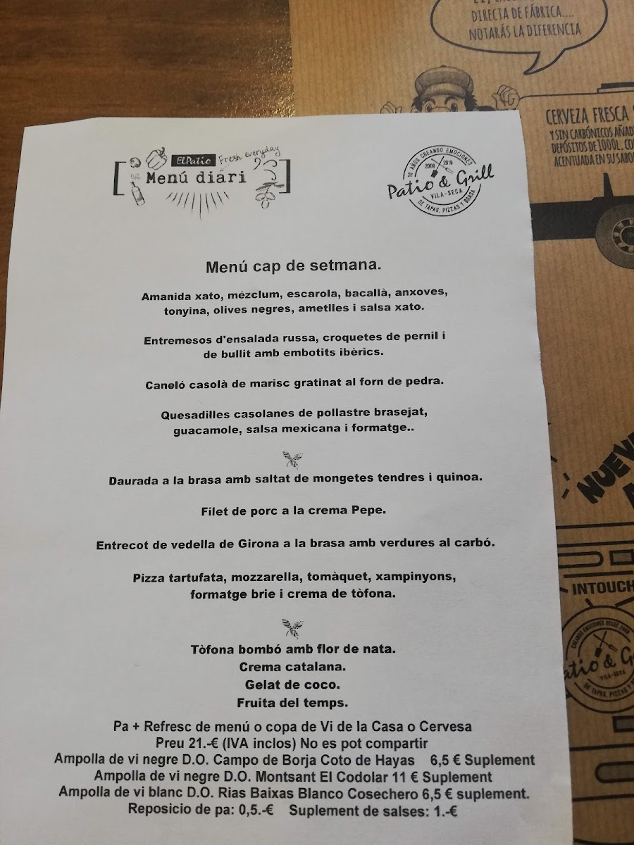 Menu El Pati&grill Pizzes A La Brasa I De Tapes-4