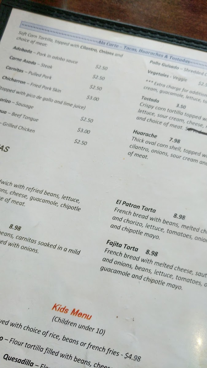 Menu El Patron Mexican Restaurant - Worcester-8