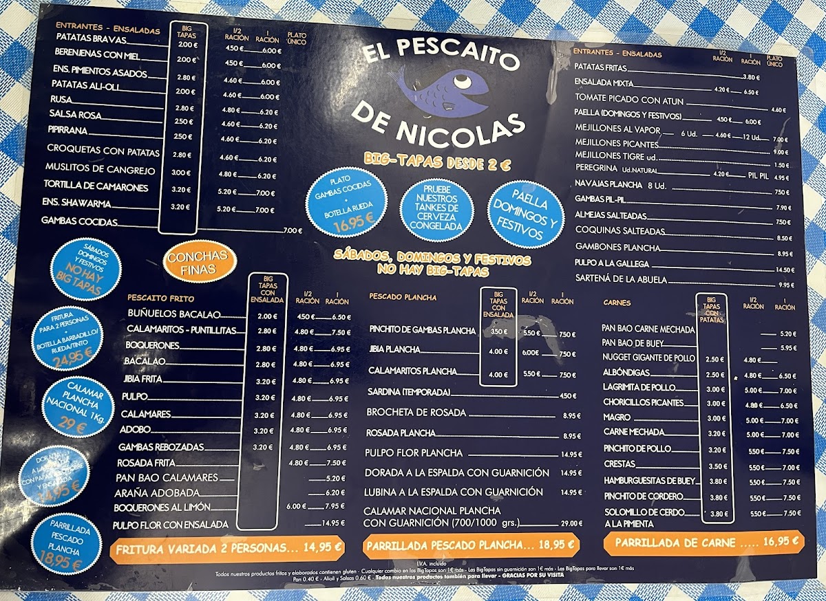 Menu El Pescaito De Nicolás-1