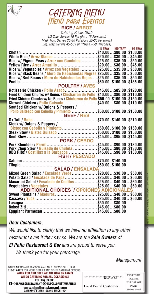 Menu El Pollo Restaurant & Bar-6