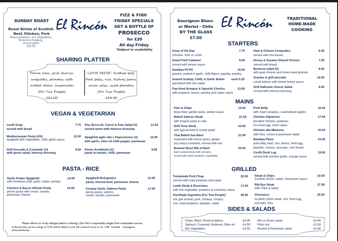 Menu El Rincon Kitchen London-1