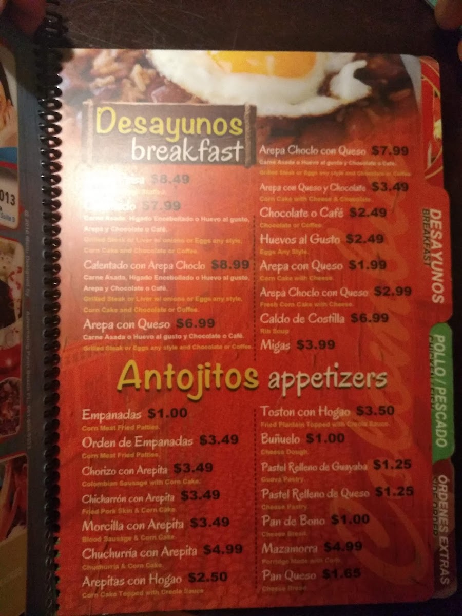 Menu El Rinconcito Colombiano 1-7