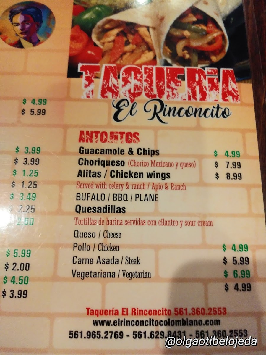 Menu El Rinconcito Colombiano 1-8