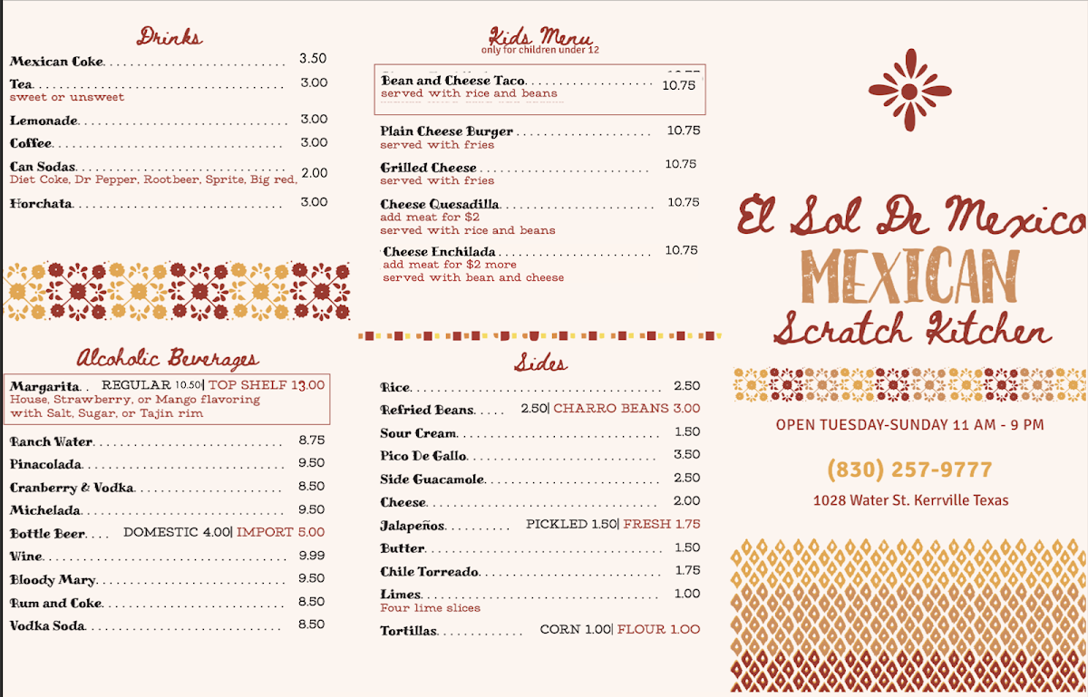 Menu El Sol De Mexico-1
