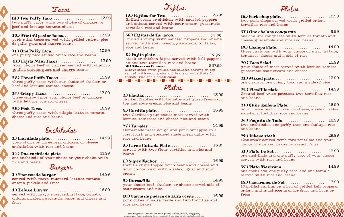 Menu El Sol De Mexico-2