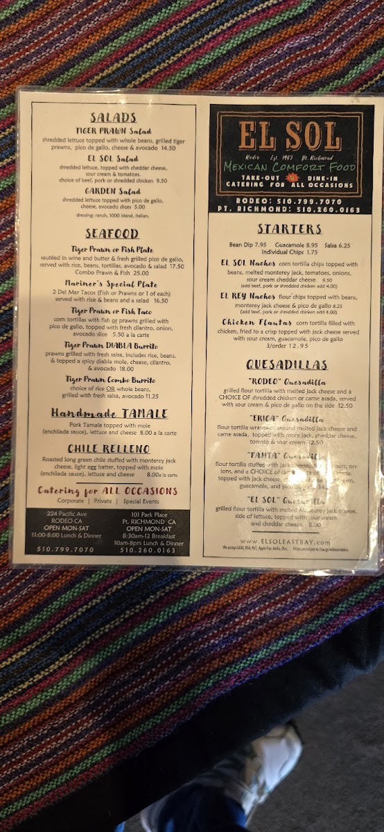 Menu El Sol Restaurant & Catering-4