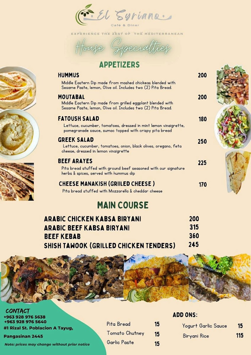 Menu El Syriano Café And Diner-1