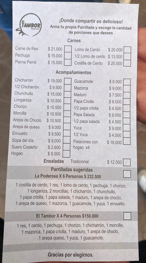 Menu El Tambor Calle 80-3