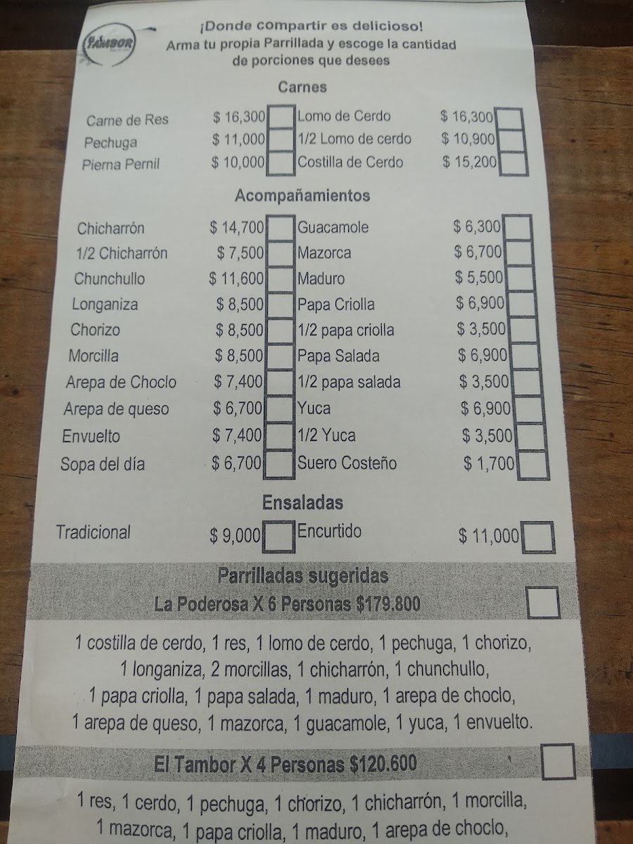 Menu El Tambor Calle 80-7